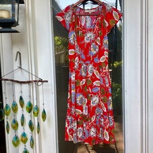 Loft | Red floral dress